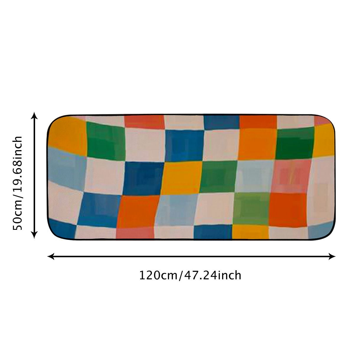 Qinduosi Retro Wavy Checkered Door Mat,Welcome Doormat Decorative Home Floor Mat, Non Slip Rubber Back and Water Absorption for Outdoor Indoor Entrance Decor 19.68*47.24 in