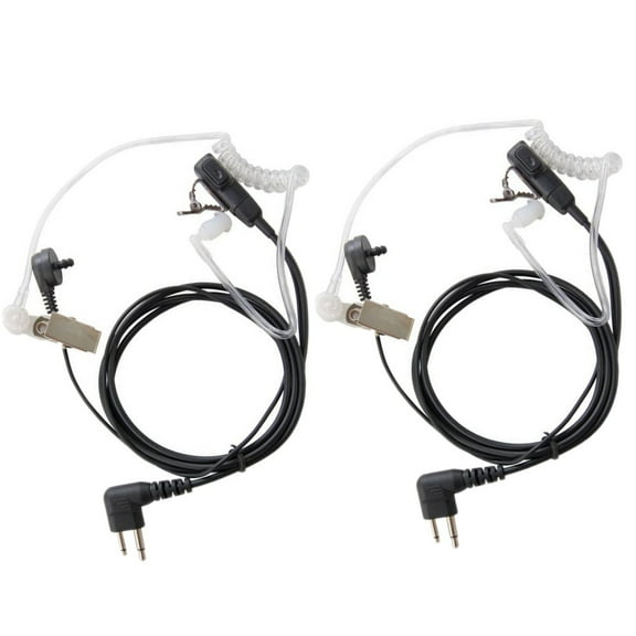 HQRP Set: 2PCS 2-Pin Hands Free with Earpiece and Push-to-Talk Microphone for Motorola Radio Devices CP Series: CP88 CP040 CP100