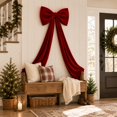 thumbnail image 5 of Christmas Burgundy Velvet Bows Giant Pre-Tied Vintage Christmas Tree Bows for Wedding Holiday Tree Topper Window Wall Mantle, 5 of 6