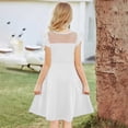 thumbnail image 5 of QIUOMBBP Flutter Sleeve Dress Short for Girls Solid Color Crewneck Dresses Fashion Summer Outdoor Clothes White 9-10Years, 5 of 7