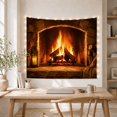 thumbnail image 5 of Rustic Stone Fireplace with Burning Logs, Cozy Rustic for Home Decor Lovers, Fireplace Wall Art, Christmas Gift, Tapestry Wall Hanging for Living Room and Cabin, 5 of 7