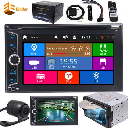 6.2-inch Capacitive Digital Monitor Double DIN in Dash Car GPS Navigation FM AM RDS Dvd Player Stereo Touch Screen with Bluetooth USB Mp3 Radio for Universal 2 DIN Car Free Backup Camera Remote