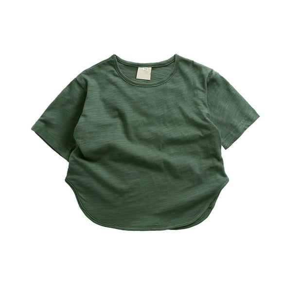 FhsagQ Hauts Garçons Chemises Taille 6X Tout-Petits Enfants Filles Garçons Court Classique Ample Court Doux Manche Courte T-Shirt Uni Tee Hauts Vêtements Garçons Chemises de Noël Taille 7-8 Vert Printemps 2 Ans