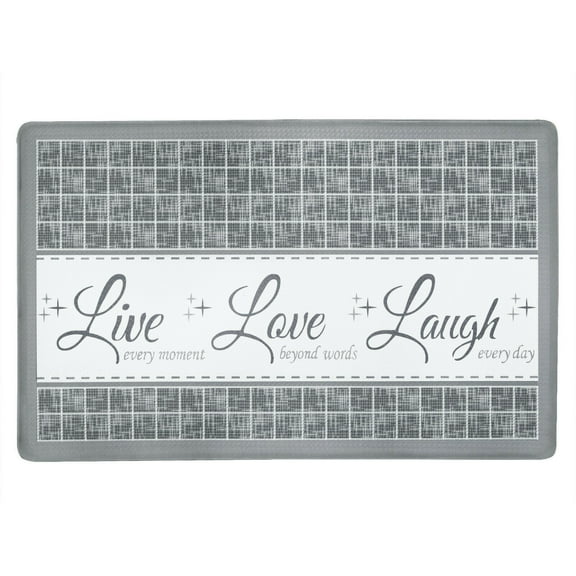 Oversized Premium Anti Fatigue Memory Foam Country Farmhouse Kitchen Floor Mat - Live Laugh Love, Gray