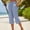 Blue, variant on Cotton Capris for Women Plus Size High Elastic Waisted Drawstring Straight Leg Strip Side Button Split Cropped Bottoms Breathable Summer Trousers with Pockets, S-3XL