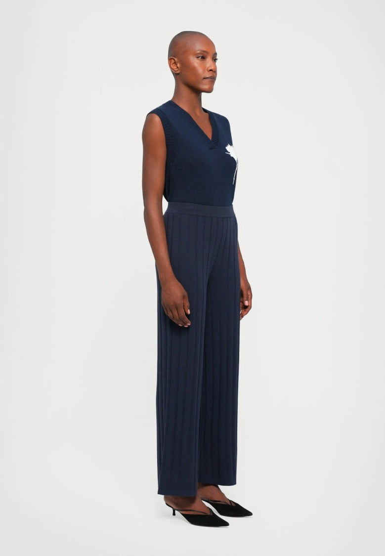Ribbed Wide-Leg Pants With Relaxed Fit (Women's) - image 5
