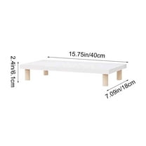 Compact Computer Monitor Stand, Ergonomic 40x20cm Wood Desk Riser for Posture Health, Height-Adjustable Base, White
