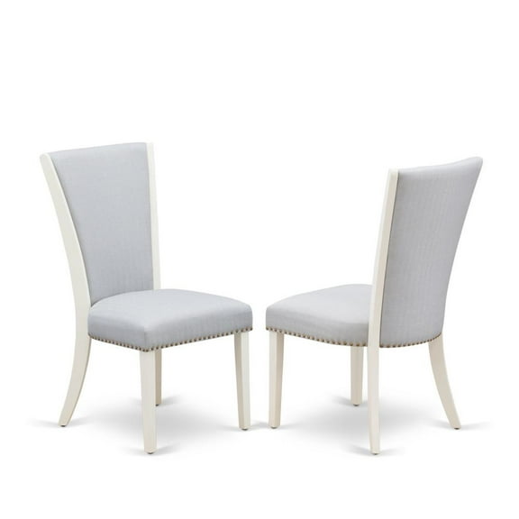 East West Furniture Verona 39" Fabric Dining Chairs in White/Gray (Set of 2)