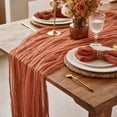 thumbnail image 5 of Thanksgiving Table Runner, Farmhouse Table Runner with Boho Gauze Texture for Fall Table Decor, Neutral Table Runner for Dining Table Decor, Autumn Table Runner 118 Inch, 5 of 9