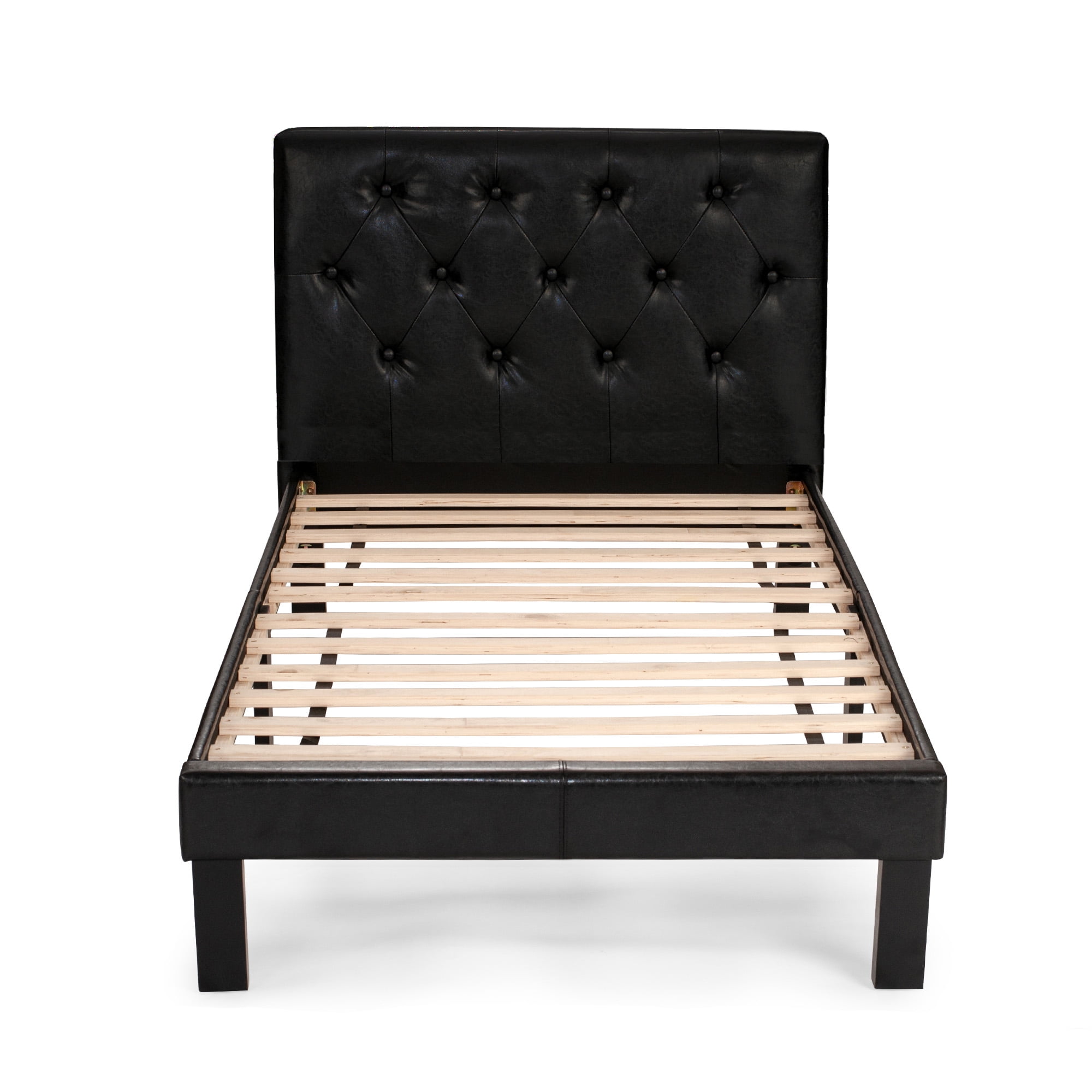 Poundex Youth Upholstered Platform Bed, Twin, Black