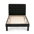 thumbnail image 3 of Poundex Furniture Twin Upholstered Bed Frame with Slats in Black Faux Leather, 3 of 8