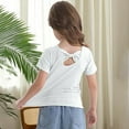 thumbnail image 5 of Toddler Girls Summer Tops Short Sleeve Tee With Back Bow Design Casual Round Neck Shirt For Toddler Kids Age 1 8 Years Outdoor Play School Everyday Wear Soft Comfortable 12-24 Months White, 5 of 6