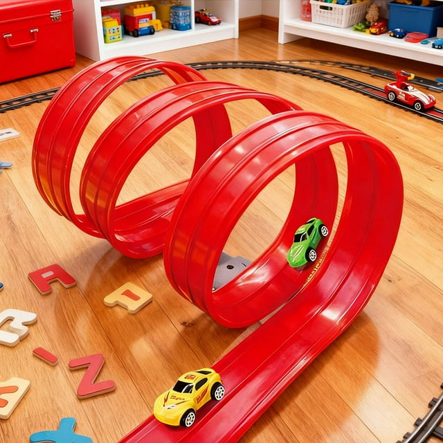 Pista de Carreras Flexible, Raíles Flexibles con Ventosas, Miniatura, Juguete de Carreras de Miniatura, Regalo de Navidad para Niñ 4 metros