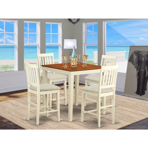 East West Furniture Vernon 5-piece Wood Dining Set in Buttermilk/Cherry