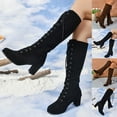 thumbnail image 2 of Aihuaihua Knee High Boots for Women Suede Lace Up Medieval Vintage Chunky Heel Boots Fall Winter Trendy Suede Long Boot Fall Boots for Women 2025, 2 of 10
