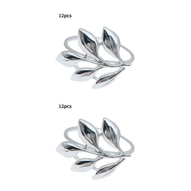 Monstrate 12 Uds. Servilleteros de hojas de otoño, brazalete de bautizo dorado y plateado, servilletero, regalos de boda, decoración para Type1 NO1