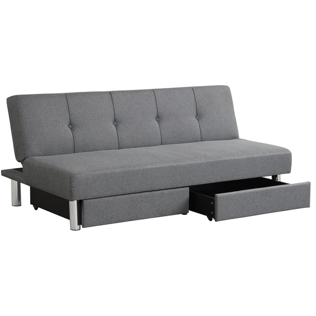 Patiojoy 3-Seat Adjustable Sofa Bed Long Sofa with 2 Drawer with 3 Adjustable Angles