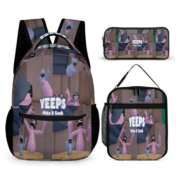 Yeeps Hide And Seek Backpacks 3pcs Set Laptop Shoulder Bags Casual Daypack Lunch Bag Pencil Case Travel Hiking Work