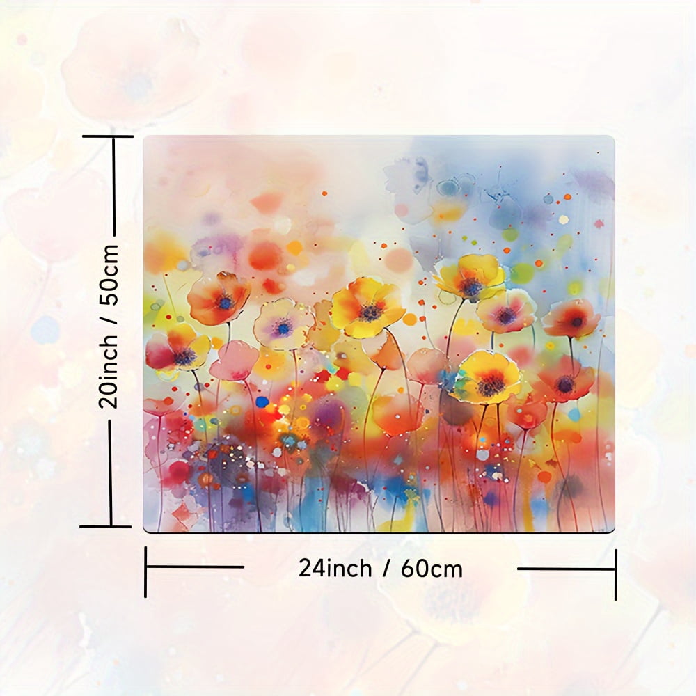 1pc, Dish Drying Pad, Spring Theme Colorful Floral Pattern Washing Machine Dust Cover Mat, Countertop Absorbent Pad, Washstand Drain Mat, Washstand Cup Mat, Kitchen Accessories, Bathroom Accessories