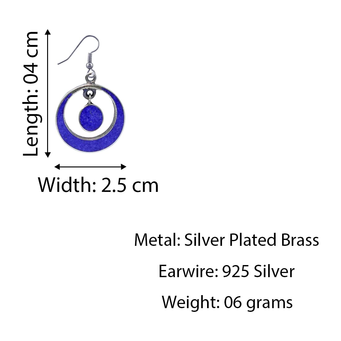 Tibetan Silver Handmade Earrings Lapis Lazuli Gemstone Boho Fashion Jewelry