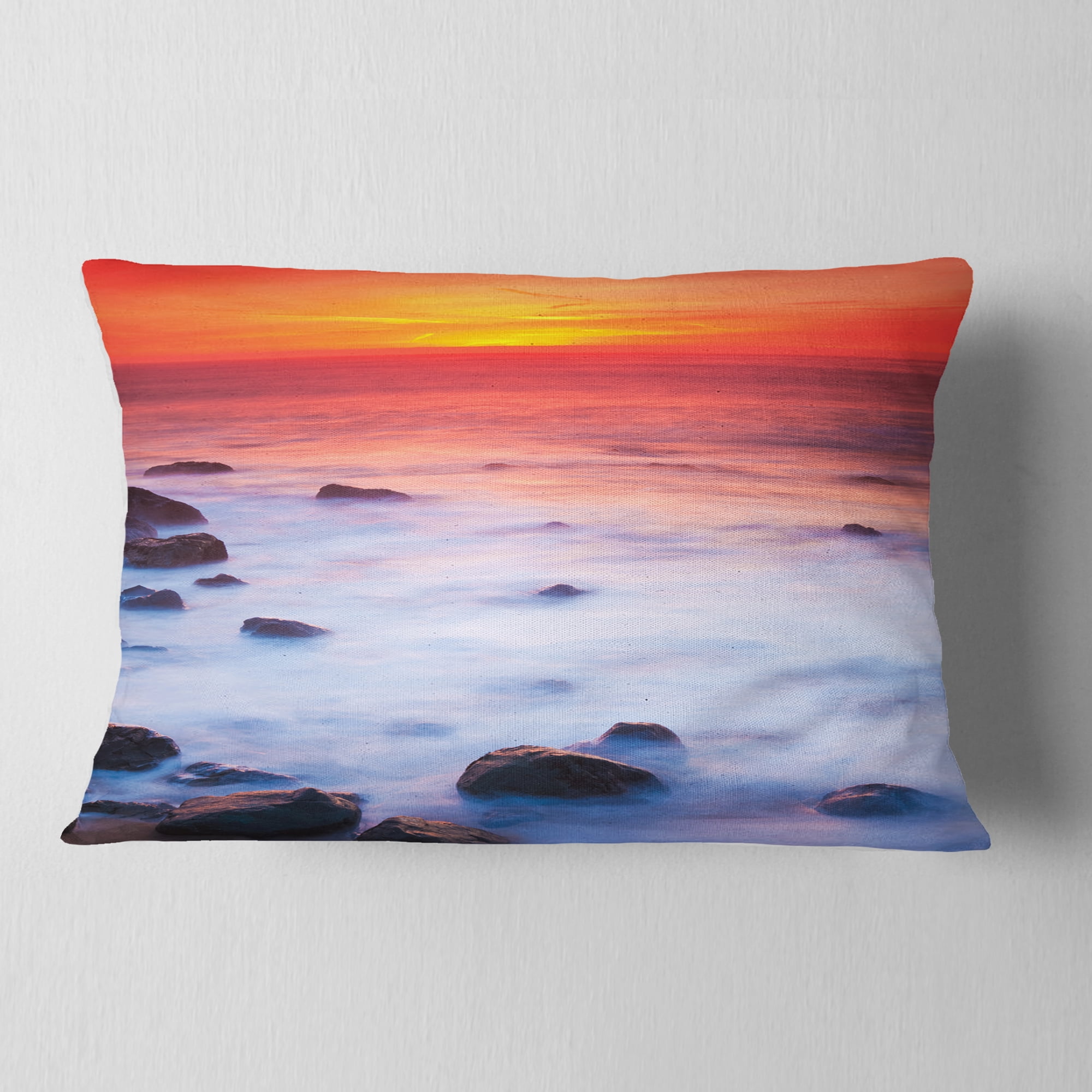 Designart 12" x 20" Blue Polyester Throw Pillow