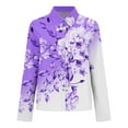 thumbnail image 4 of Purple Women Shirts, Womens V Neck Roll Up Sleeve Down Blouses Tops,Women Shirts XXL, 4 of 5