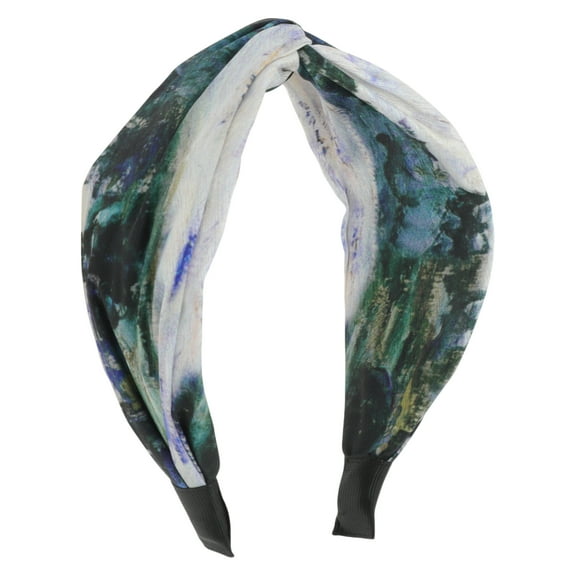 Unique Bargains 1 Pc Wide Tie Landscape Painting Headbands for Women Blackish Green