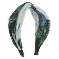 Unique Bargains 1 Pc Wide Tie Landscape Painting Headbands for Women Blackish Green