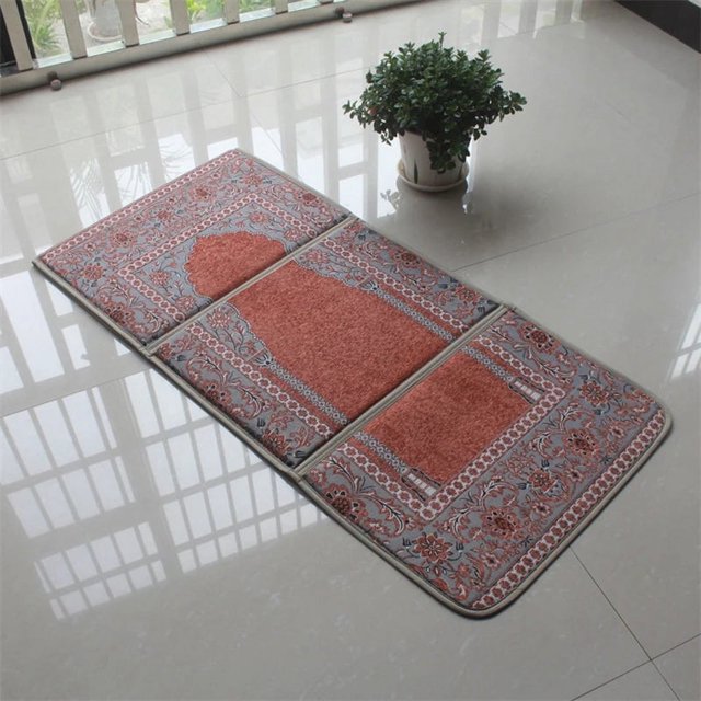 Foldable Islamic Prayer Rug Home Living Room Thick Muslim Floor Mats Decoration Carpet Blanket Soft Worship Ethnic Praye My Lux Decor Round