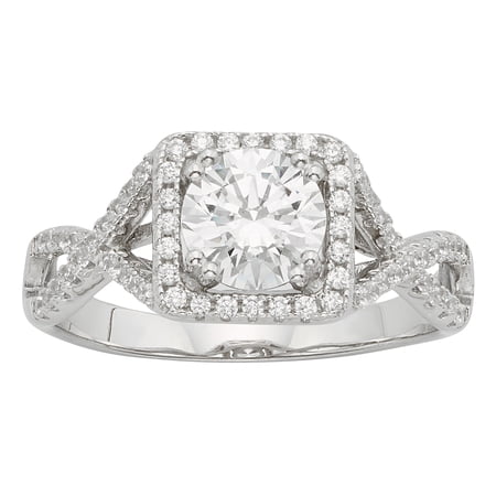 Arista 2 1/2 Cts T.W Swarovski Crystal Square Frame Women's Engagement Ring in Sterling Silver