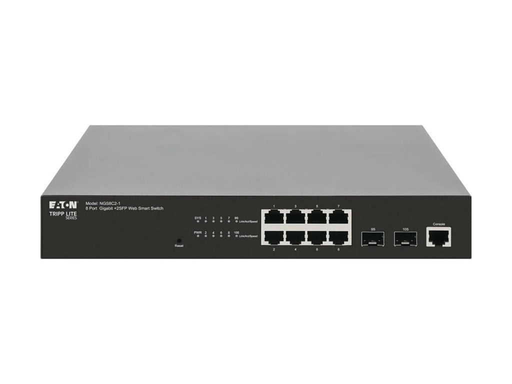 Tripp Lite series 8-Port Managed Gigabit Ethernet Switch - Layer 2, 1 Gbps, 2x GbE SFP Ports, 1U Rack/Desktop (ngs8c2-1)