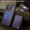 thumbnail image 6 of Dteck for iPhone 13 Wallet Case Magnetic Card Holder, RFID Blocking 2 in 1 Detachable Kickstand Shockproof Cover for Women Men Compatible with Magsafe Accessory, Purple, 6 of 10