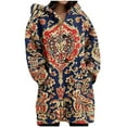 thumbnail image 2 of Gamivast Oversized Floral Knit Hoodie Women Oversized Button Down Hooded Open Front Sweater with Pockets Winter Thermal Long Sleeve Coats Fall Fashion Outfits, 2 of 5