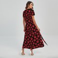 thumbnail image 2 of Red And Black Paw Pattern Printed Short Sleeve Maxi Dress, Dog Pet Lover Fashion Summer Maxi Dress For Women, 2 of 4