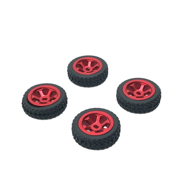 Ounissouiy 4 piezas de llanta de rueda de coche RC, piezas de modificación de neumáticos para 1/28 Wltoys K969 RC, llantas de rueda de coche RC Kits de construcción modelo rojo