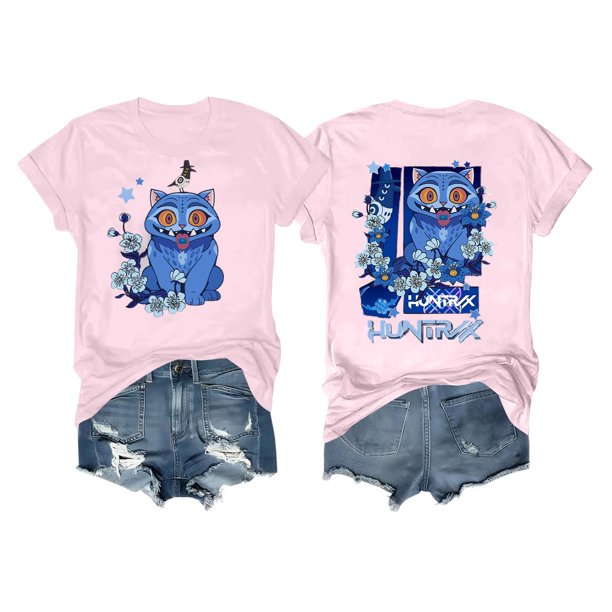 Pop cazadora para niña Demon Hunters Boys Girls Fashion Round-Neck Group Panels T Shirt (Pink)