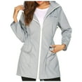 thumbnail image 1 of PMVFHDE Poncho de Pluie pour Femmes Mode Décontractée à Capuche avec Fermeture Éclair Manteau de Pluie Extérieur à Manches Longues Gris,m, 1 of 4
