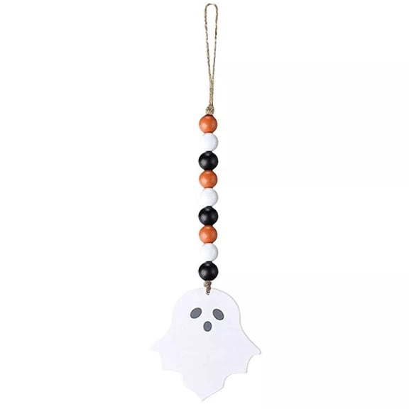 Halloween Decoration Wooden Bead Hanging Ornaments Halloween Wooden Decors with Rope for Wall Door Decoration