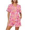 thumbnail image 2 of Enjoytime Cute Pajama Sets for Women Print Comfy 2 Piece Sleepwear Short Sleeve Button Down Shirts with Shorts Loungewear Set, 2 of 7
