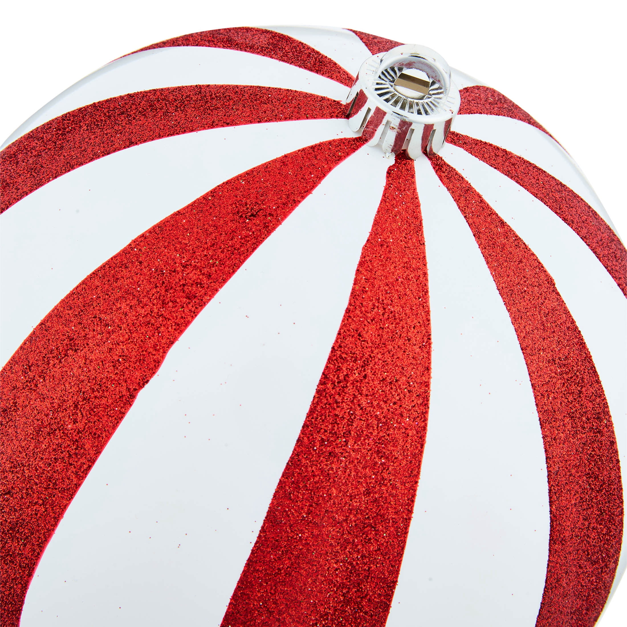2-Count Red and White Jumbo Stripe Ball Shatterproof Christmas Ornaments, 9", by Holiday Time