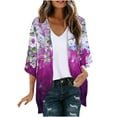 thumbnail image 3 of CFLVAEK Plus Size Womens Cardigans Trendy Floral Print Kimono Cardigan Casual 3/4 Sleeve Open Front Cover Ups Elegant Curved Hem Clothing Pink L, 3 of 6