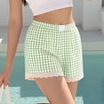 thumbnail image 5 of Miluxas Pajama Shorts for Women Soft Comfy Wide Leg Pants Striped Lace Hem Shorts High Waisted Summer Pajamas Green S(S), 5 of 5