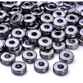 thumbnail image 4 of Loose Beads, 200pcs Alloy 6mm Double Flat Round Disc Rondelle Spacer Beads Charm Craft Supplies for Bracelet Necklace Jewelry Making Handmade Earring, Gun Black, 4 of 7