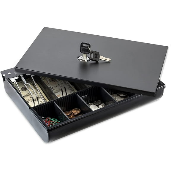 Volcora Cash Drawer Tray with Lock, 11.7" x 10.3" x 2.3", Black
