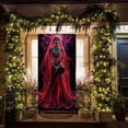 thumbnail image 6 of Halloween Decorations Door Cover, Large Scary Creepy Door Banner Bathroom Porch Door Backdrop House Halloween Party Decoration, 35*71 In Red, 6 of 8