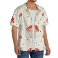 Adobk Flat Mushrooms Print Men's Casual Button Down Shirt Summer