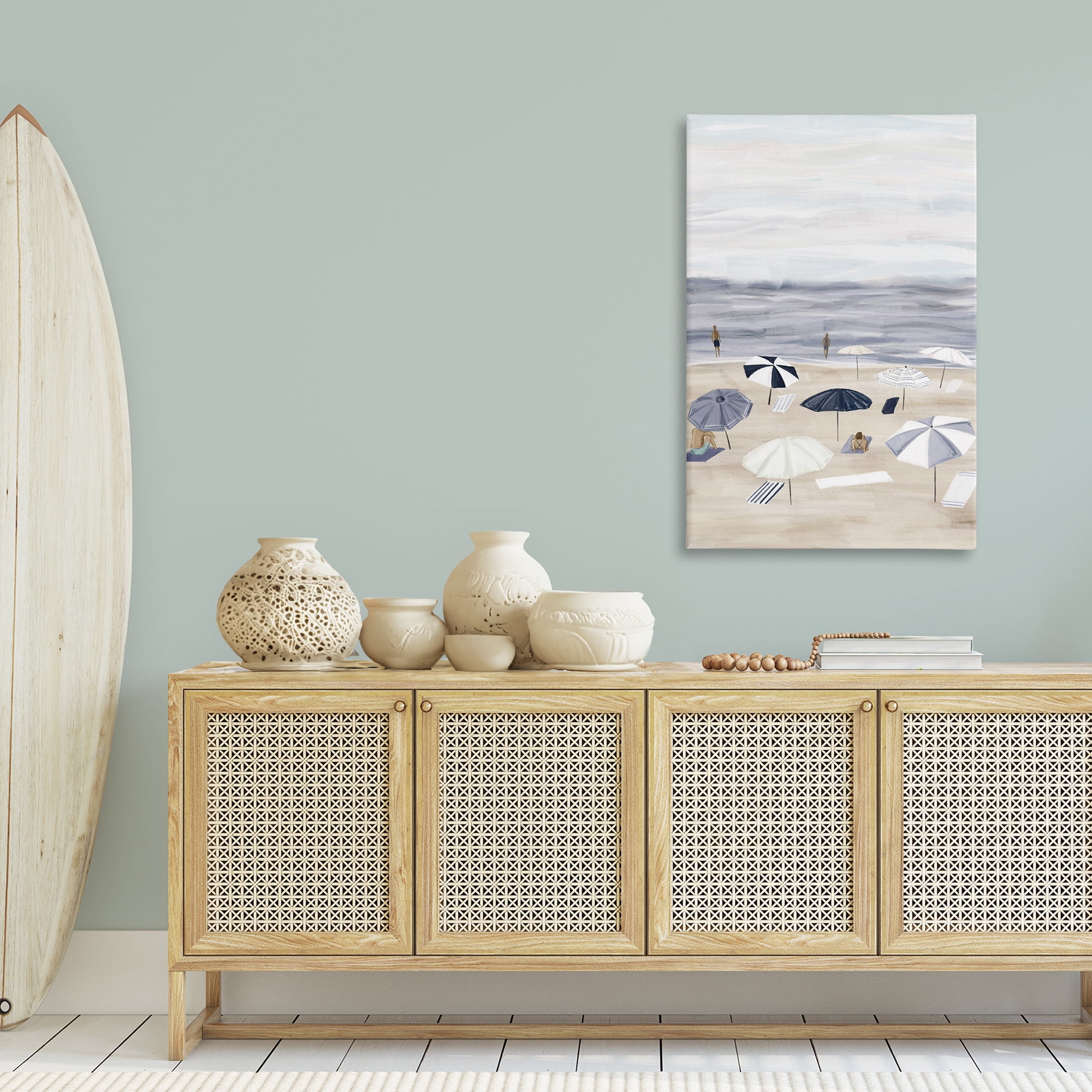 Stupell Industries Summer Beach Umbrellas Nautical & Beach Painting Wrapped Canvas Art Print Wall Art, 30 x 45