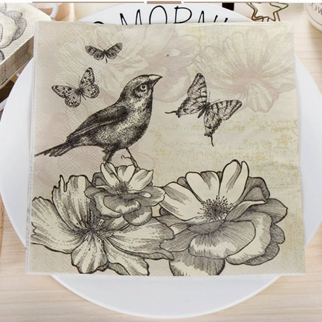 Disposable Colorful Printed Napkins Butterfly Design Hotel Cafe Party Wedding Square Paper Napkin Placemats Food Grade Napkin 04 20pcs