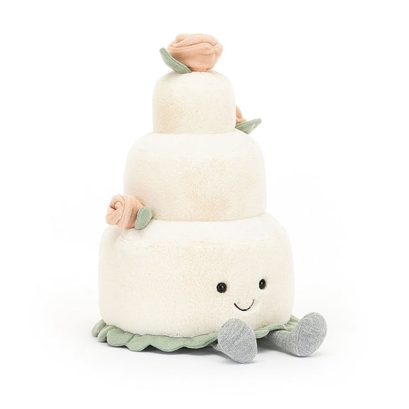 Jellycat Amuseable Wedding Cake Stuffed Animal, 11.8 Inch - Soft Plush 3-Tier Wedding Cake with Flowers, Cuddly Food Toy for Weddings, Bridal Showers, Kids & Collectors