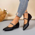 thumbnail image 4 of Women's Ballet Mary Jane Flats 2026 Casual Versatile Pointed Toe Buckle Strap Flats Summer Novel Trendy Comfortable Ballerina Shoes for Work Walking Black 7.5, 4 of 9